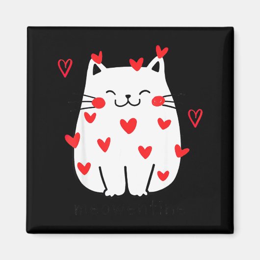 Meowentine Cute Cat Valentines Day Men Women Cat D Magneet (Voorkant)