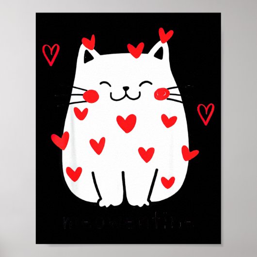 Meowentine Cute Cat Valentines Day Men Women Cat D Poster (Voorkant)