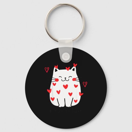 Meowentine Cute Cat Valentines Day Men Women Cat D Sleutelhanger (Voorkant)