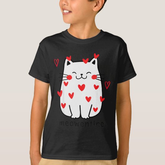 Meowentine Cute Cat Valentines Day Men Women Cat D T-shirt (Voorkant)