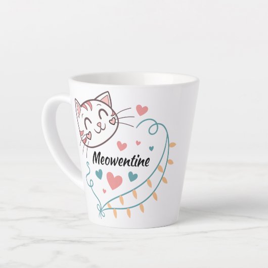 Meowentine Drinkware Design voor Cat Lovers Latte Mok (Linkerhoek)