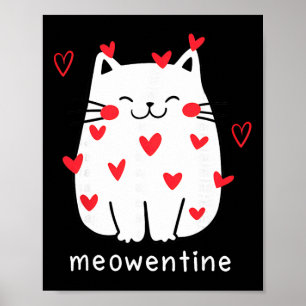 Meowentine Mooie Kat Hart Valentijnsdag Kattenlief Poster