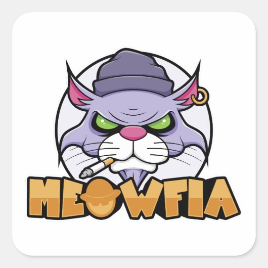 Meowfia Funny Gangster Burmese Cat Sticker (Voorkant)