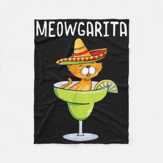 Meowgarita - Cinco De Mayo Margarita Kattenliefheb Fleece Deken (Voorkant)