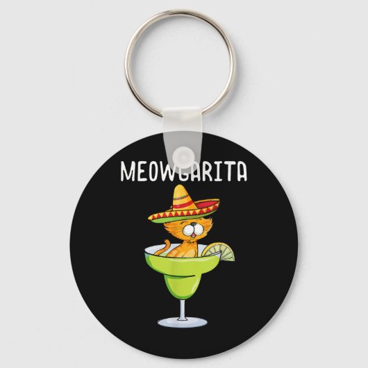 Meowgarita - Cinco De Mayo Margarita Kattenliefheb Sleutelhanger (Voorkant)