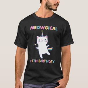 Meowgical 29th Birthday Kitty 29 Year Old Cat T-shirt