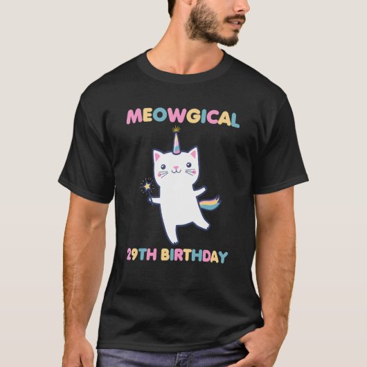 Meowgical 29th Birthday Kitty 29 Year Old Cat T-shirt (Voorkant)