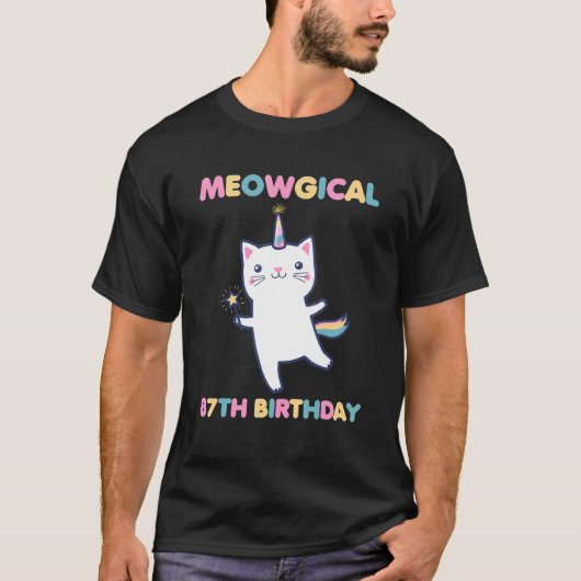 Meowgical 87e Verjaardag Kat 87 Jaar Oud Kat T-shirt (Voorkant)