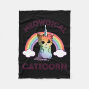 Meowgical Caticorn T Shirt Cat Unicorn Girls Fleece Deken