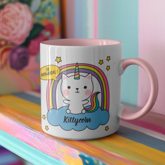 Meowgical Cute Caticorn Pink Cartoon Mok