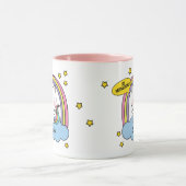 Meowgical Cute Caticorn Pink Cartoon Mok (Midden)