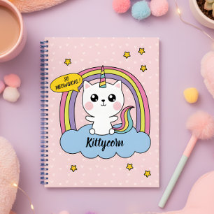 Meowgical Cute Kawaii Caticorn Pink Cartoon Notitieboek