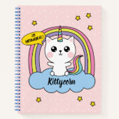 Meowgical Cute Kawaii Caticorn Pink Cartoon Notitieboek (Voorkant)