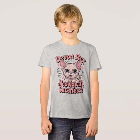 Meowgical Cuteness - Kawaii Devon Rex Cat Tri-Blend Shirt (Voorkant volledig)