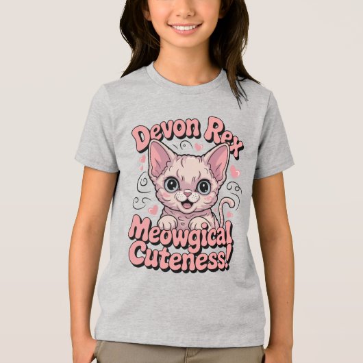Meowgical Cuteness - Kawaii Devon Rex Cat Tri-Blend Shirt (Voorkant)