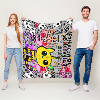 Meowgical Fleece Blanket by Theo Deken