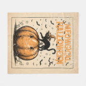 Meowgical Halloween Vintage Cat and Pumpkin Fleece (Voorkant (Horizontaal))