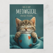 Meowgical Morning, een Schattigee Cat & Coffee Art Briefkaart (Voorkant)