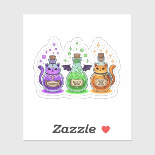 Meowgical Potions – Schattigee kattenvormige potie Sticker (Vel)