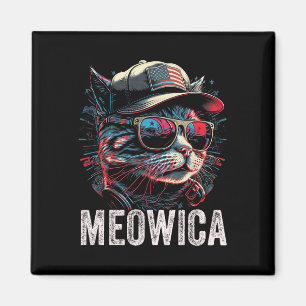 Meowica 4 juli Cat Amerikaanse vlag Amerika USA Magneet