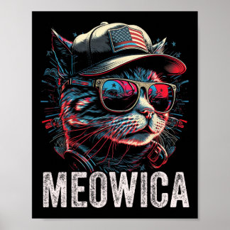 Meowica 4 juli Cat Amerikaanse vlag Amerika USA Poster