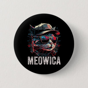 Meowica 4 juli Cat Amerikaanse vlag Amerika USA Ronde Button 5,7 Cm