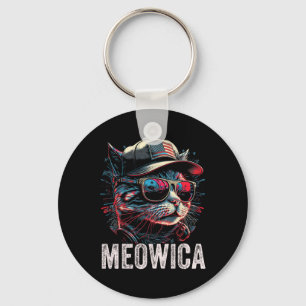 Meowica 4 juli Cat Amerikaanse vlag Amerika USA Sleutelhanger