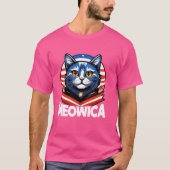 Meowica 4 juli Cat Graphic Amerikaanse Vlag Amer T-shirt (Voorkant)