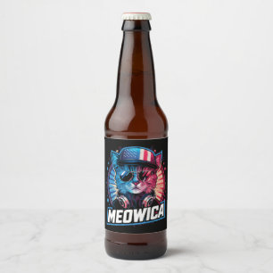 Meowica 4 juli kat Amerikaanse vlag Amerika VS Bier Etiket