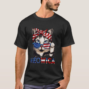 Meowica 4 juli kat grappige Amerikaanse vlag grapp T-shirt
