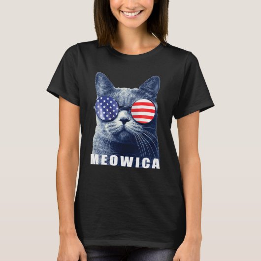 Meowica 4 juli kat Style America T-shirt (Voorkant)