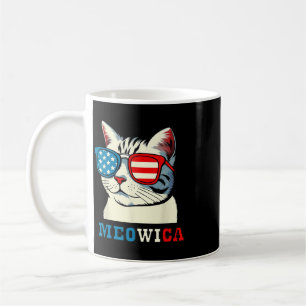 Meowica 4 juli kat zonnebril Amerikaanse vlag Koffiemok
