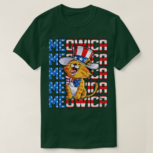 Meowica 4 juli Merica Cat American Flag oom T-shirt (Design voorkant)
