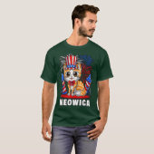 Meowica 4 juli Patriotic Cat Funny American T-shirt (Voorkant volledig)
