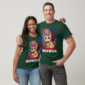 Meowica 4 juli Patriotic Cat Funny American T-shirt (Unisex)