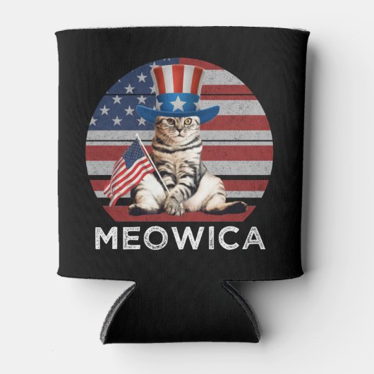 Meowica 4 juli patriottisch Amerikaans kat Blikjeskoeler (Voorkant)