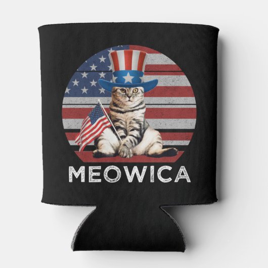 Meowica 4 juli patriottisch Amerikaans kat Blikjeskoeler (Achterkant)