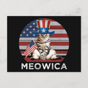 Meowica 4 juli patriottisch Amerikaans kat Briefkaart