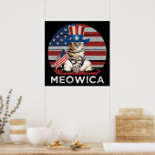 Meowica 4 juli patriottisch Amerikaans kat Poster (Keuken)