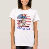 Meowica 4 juli patriottisch Amerikaans kat T-shirt (Voorkant)