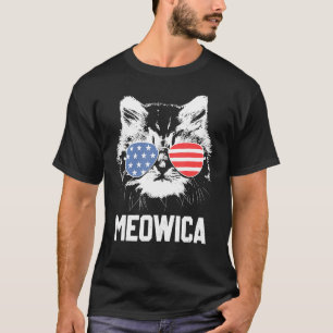 Meowica 4 juli Pawtriotic Kat Merica Cat Us Fl. T-shirt
