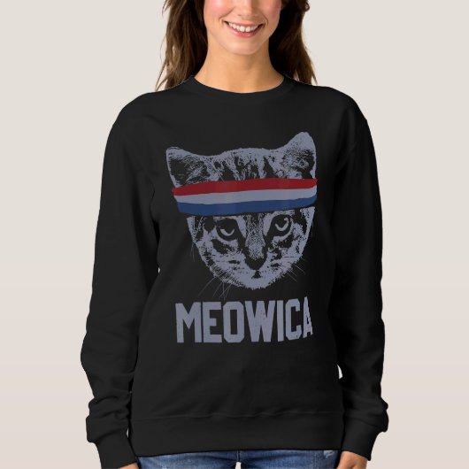 Meowica 4 juli Pawtriotic Kat Merica Cat Us Fl. Trui (Voorkant)