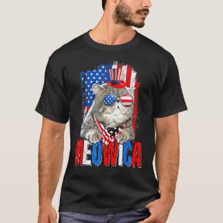Meowica, 4e juli Patriottische kat Amerikaanse vla T-shirt