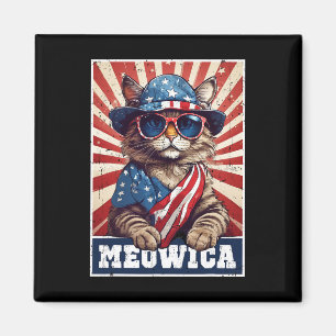 Meowica 4th of juli kat Amerikaanse vlag kat grapp Magneet