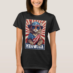 Meowica 4th of juli kat Amerikaanse vlag kat grapp T-shirt