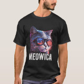 Meowica 4Th Of July Cat American Flag America Usa T-shirt (Voorkant)