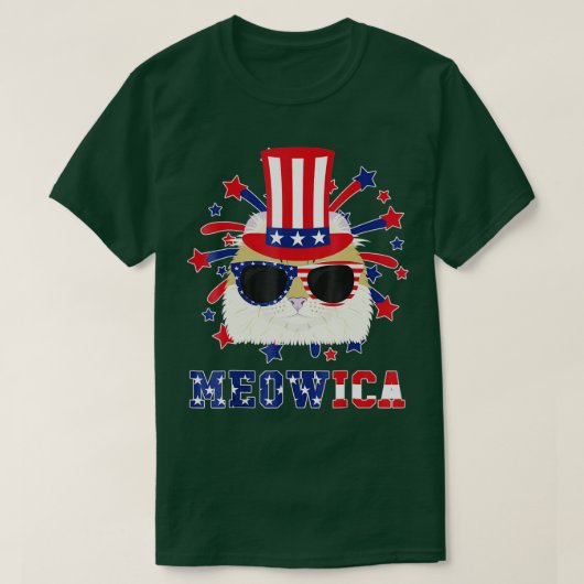 Meowica American Curl Cat 4 juli T-shirt (Design voorkant)