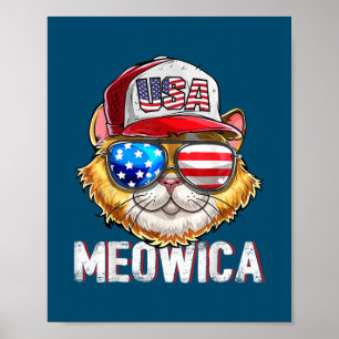 Meowica American Flag Cat 4 juli Trucker Hat Poster