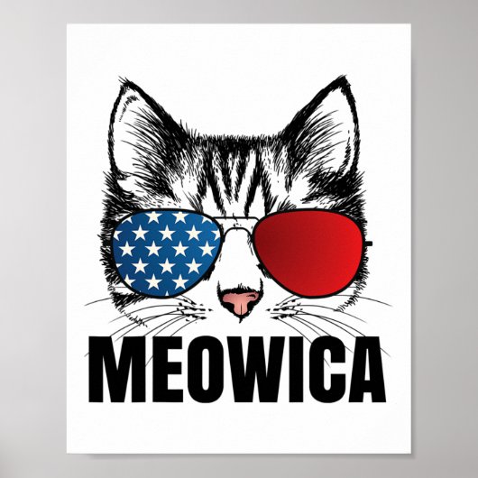 Meowica Americat 4 juli Amerikaanse vlag Sungl Fun Poster (Voorkant)