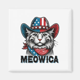 Meowica Amerikaanse vlag Grappig 4 juli Patriottis Magneet